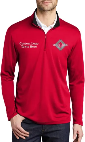 INK STITCH Men K584 Custom Embroidery Personalized Logo Texts Silk Touch Quarter Zip Pullover
