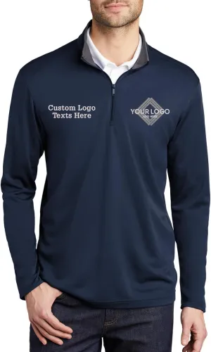 INK STITCH Men K584 Custom Embroidery Personalized Logo Texts Silk Touch Quarter Zip Pullover