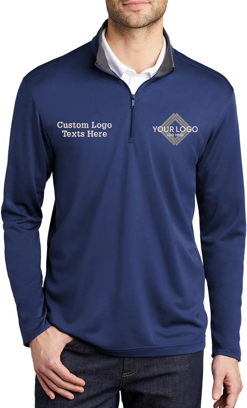 INK STITCH Men K584 Custom Embroidery Personalized Logo Texts Silk Touch Quarter Zip Pullover