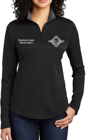 INK STITCH Women Lk584 Custom Embroidery Personalized Logo Texts Silk Touch Quarter Zip Pullover