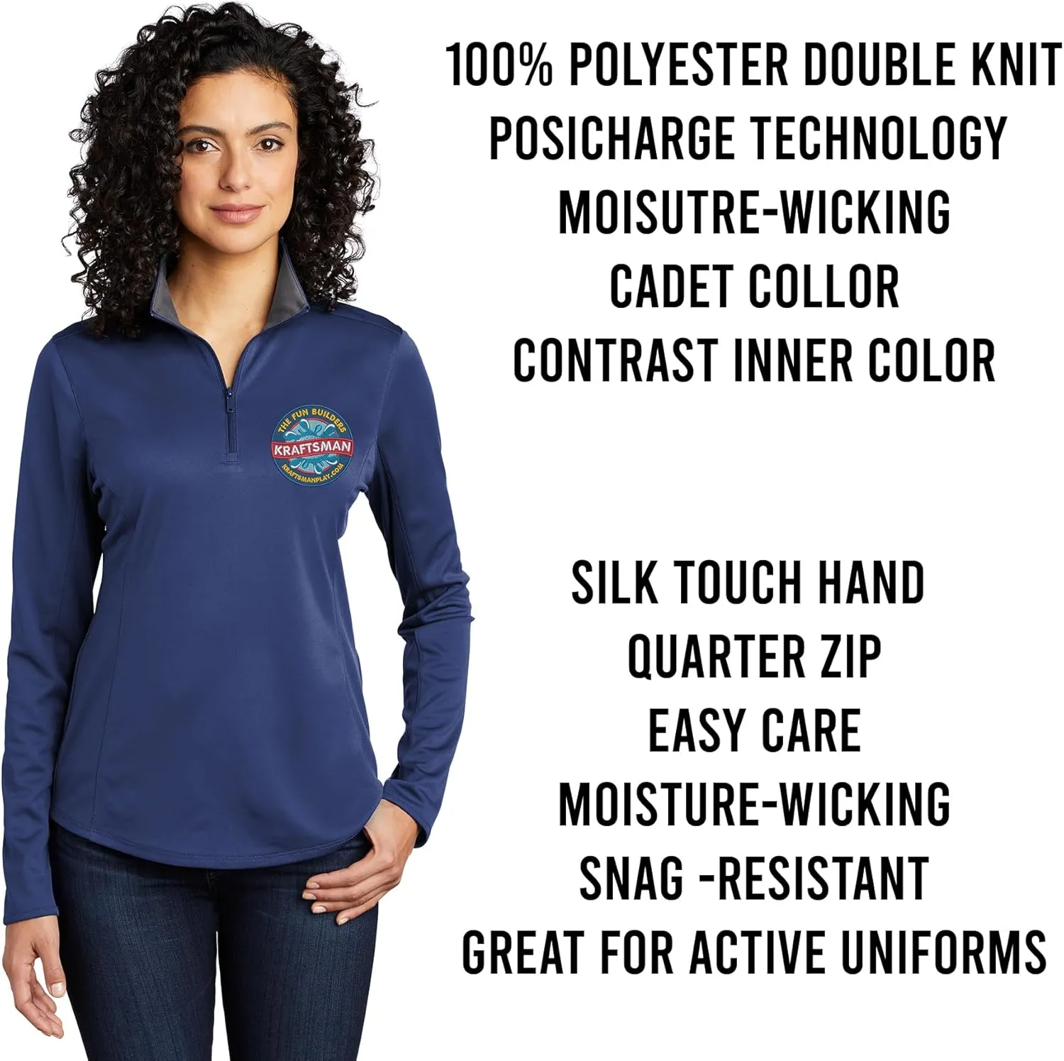 INK STITCH Women Lk584 Custom Embroidery Personalized Logo Texts Silk Touch Quarter Zip Pullover