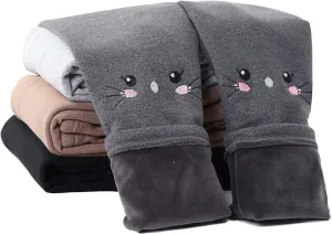 IRELIA Winter Girls Cotton Fleece Lined Leggings Pants