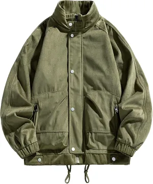 JEsilunmaMY Men's Stand Collar Padded Baseball Jacket Lightweight Cotton Cargo Coat with Zip Pocket Winter Warm Padded Coats