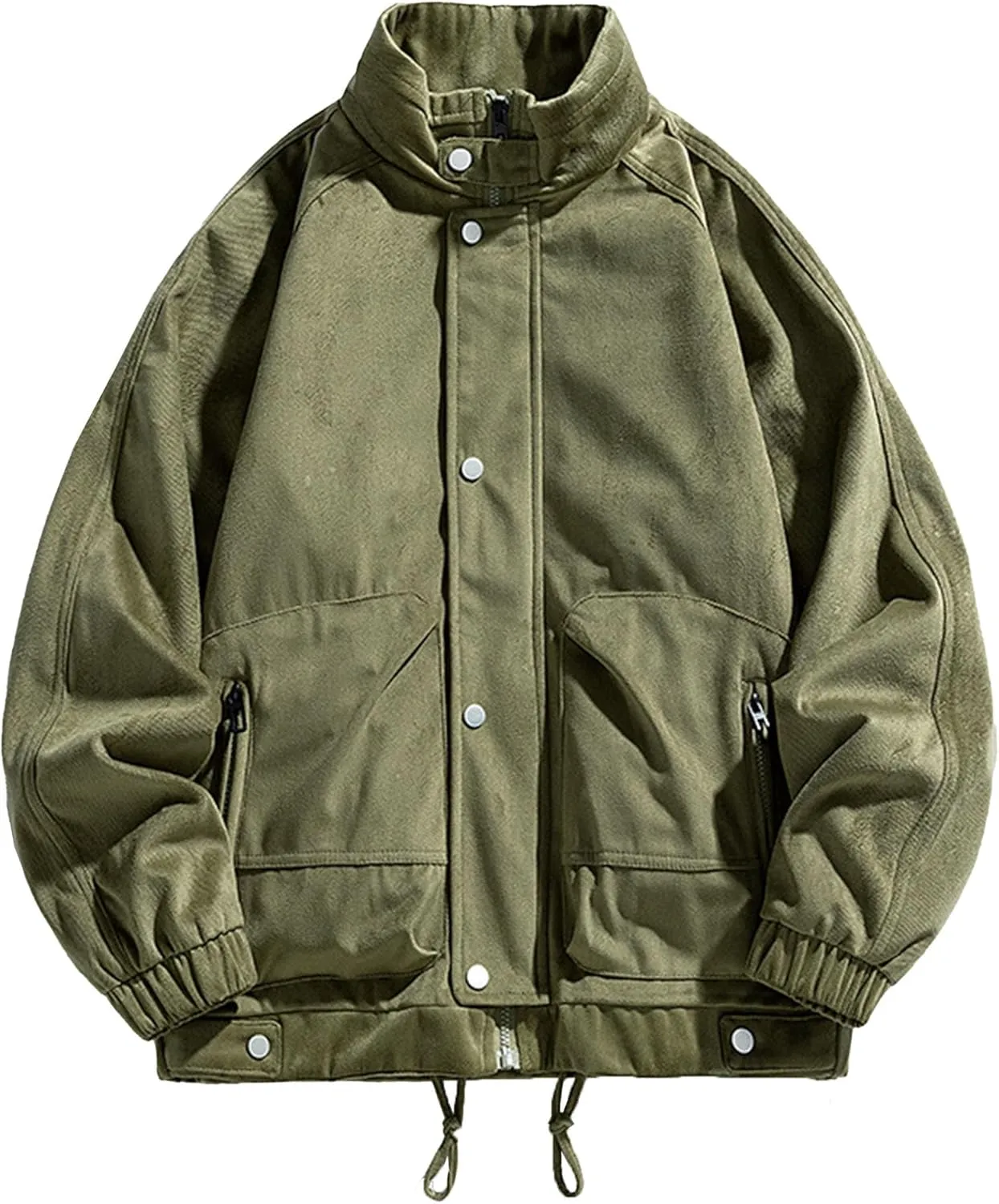 JEsilunmaMY Men's Stand Collar Padded Baseball Jacket Lightweight Cotton Cargo Coat with Zip Pocket Winter Warm Padded Coats