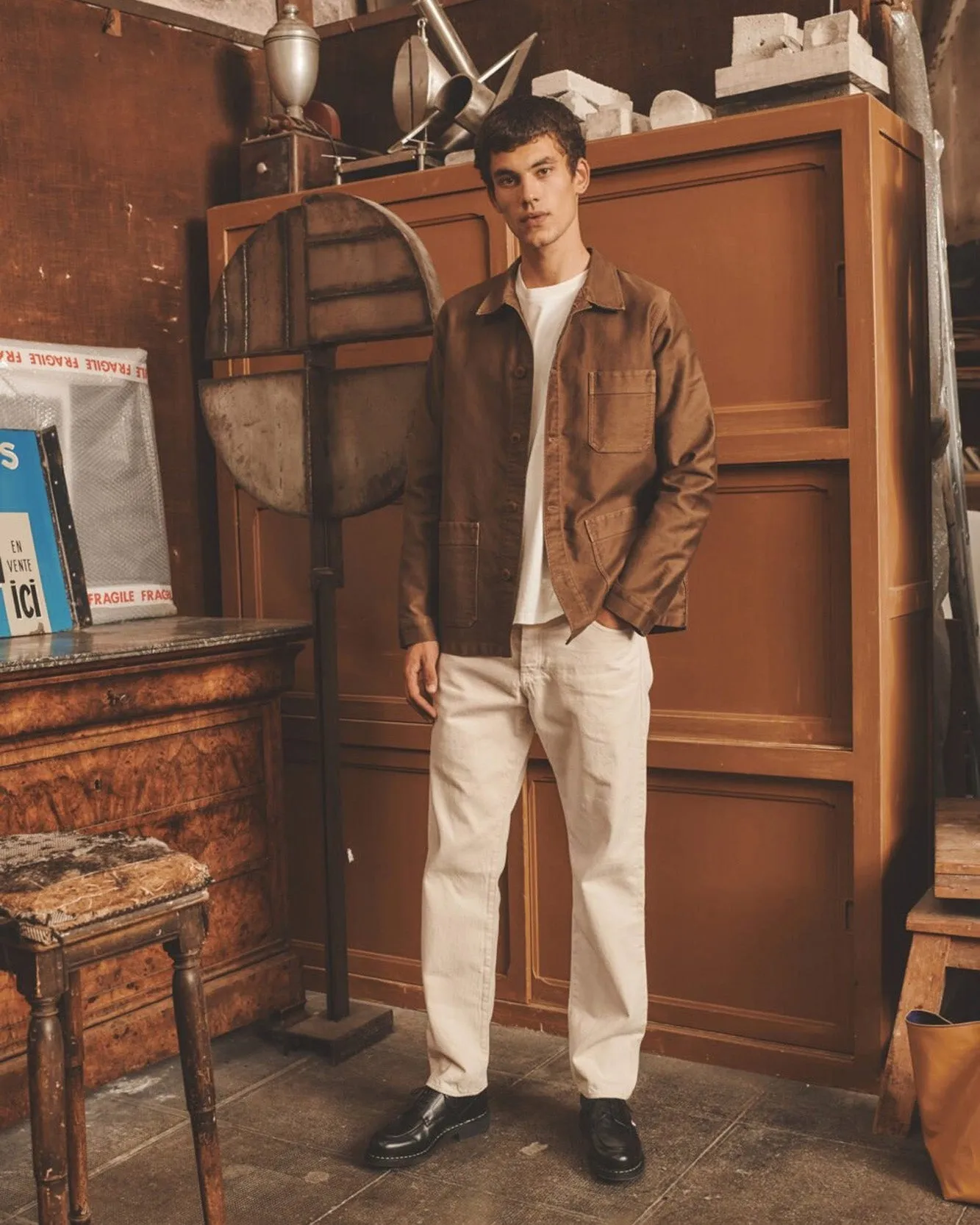 Le Mont St Michel Moleskin Authentic Work Jacket - Brown