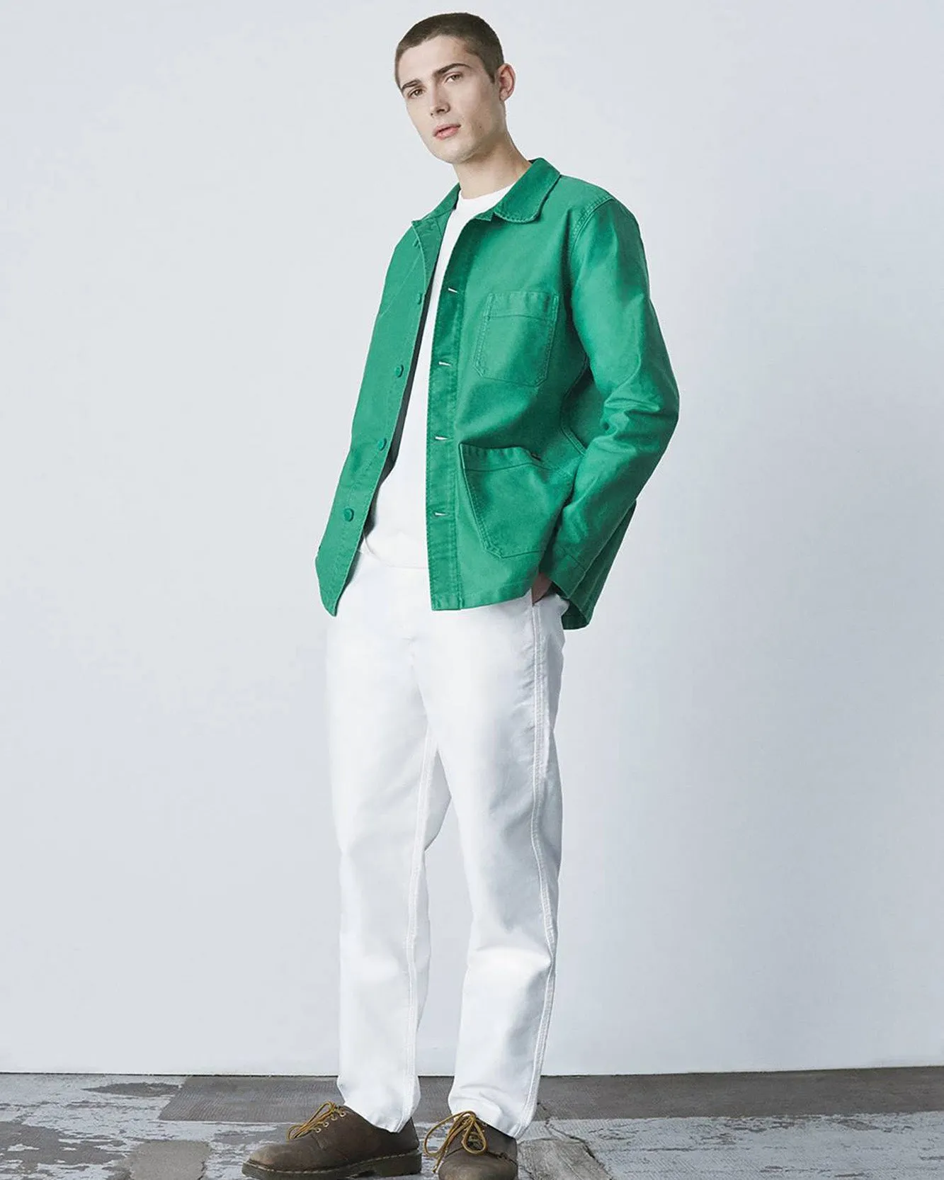 Le Mont St Michel Moleskin Authentic Work Jacket - Green