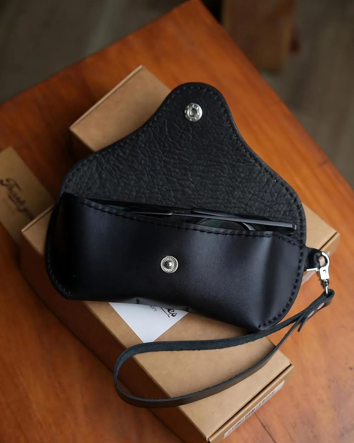 Leather Eyeglasses Case,Flexible Sunglasses Pouch Slim Case for Women Men Horizontal Eyeglass Case