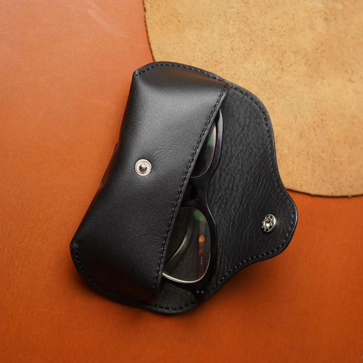 Leather Eyeglasses Case,Flexible Sunglasses Pouch Slim Case for Women Men Horizontal Eyeglass Case