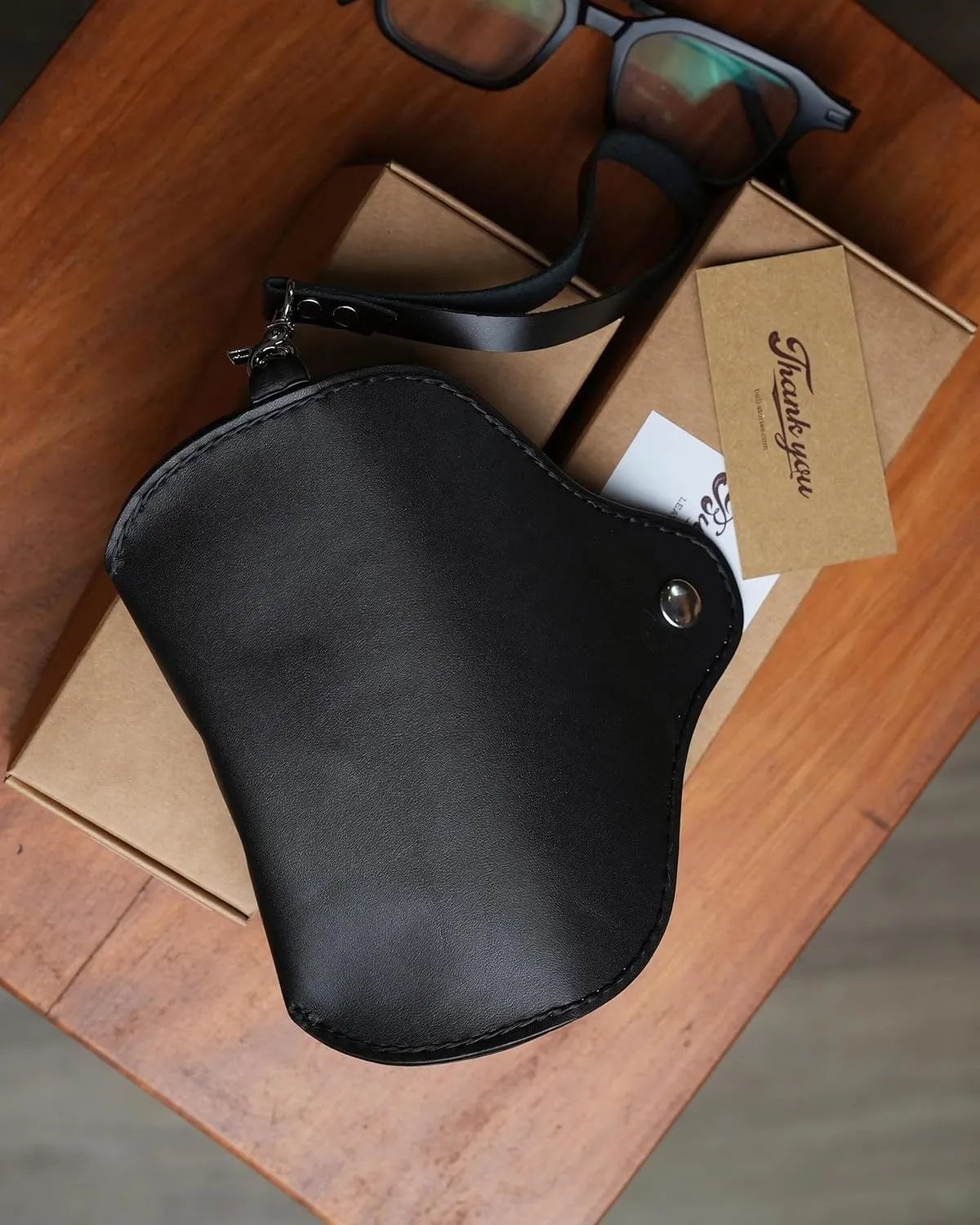 Leather Eyeglasses Case,Flexible Sunglasses Pouch Slim Case for Women Men Horizontal Eyeglass Case