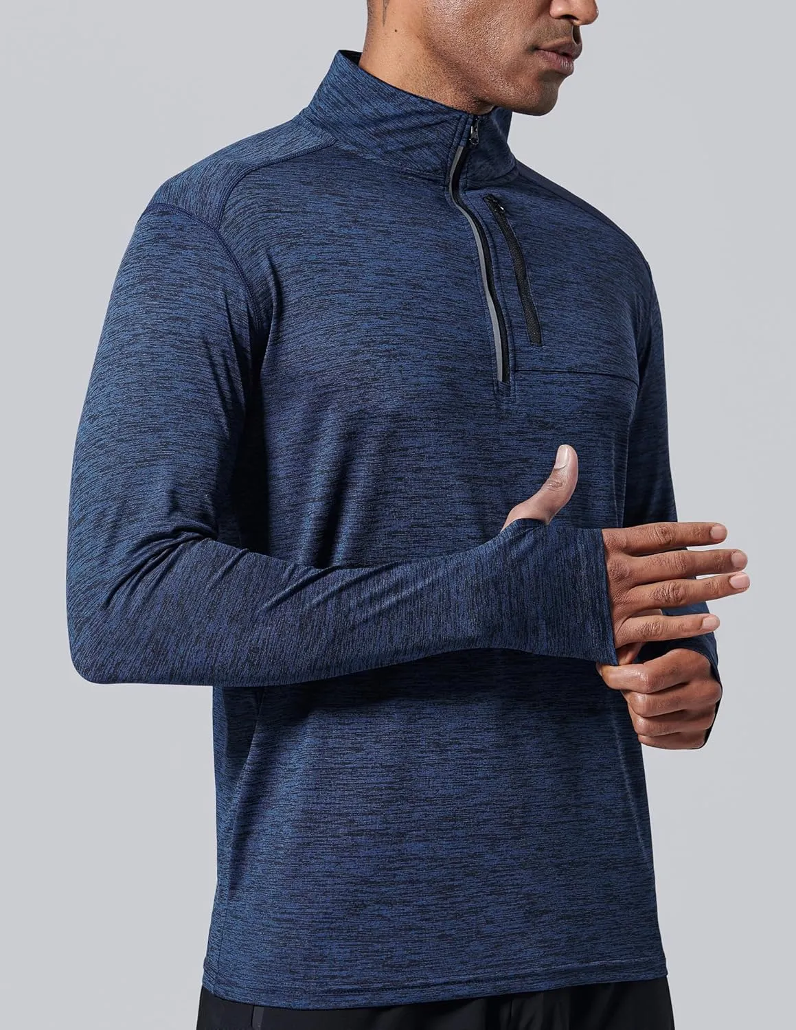 Liberty Imports 3-Pack Mens Quarter-Zip Pullover Lightweight Long Sleeve Athletic Jackets Performance Workout Running Shirts