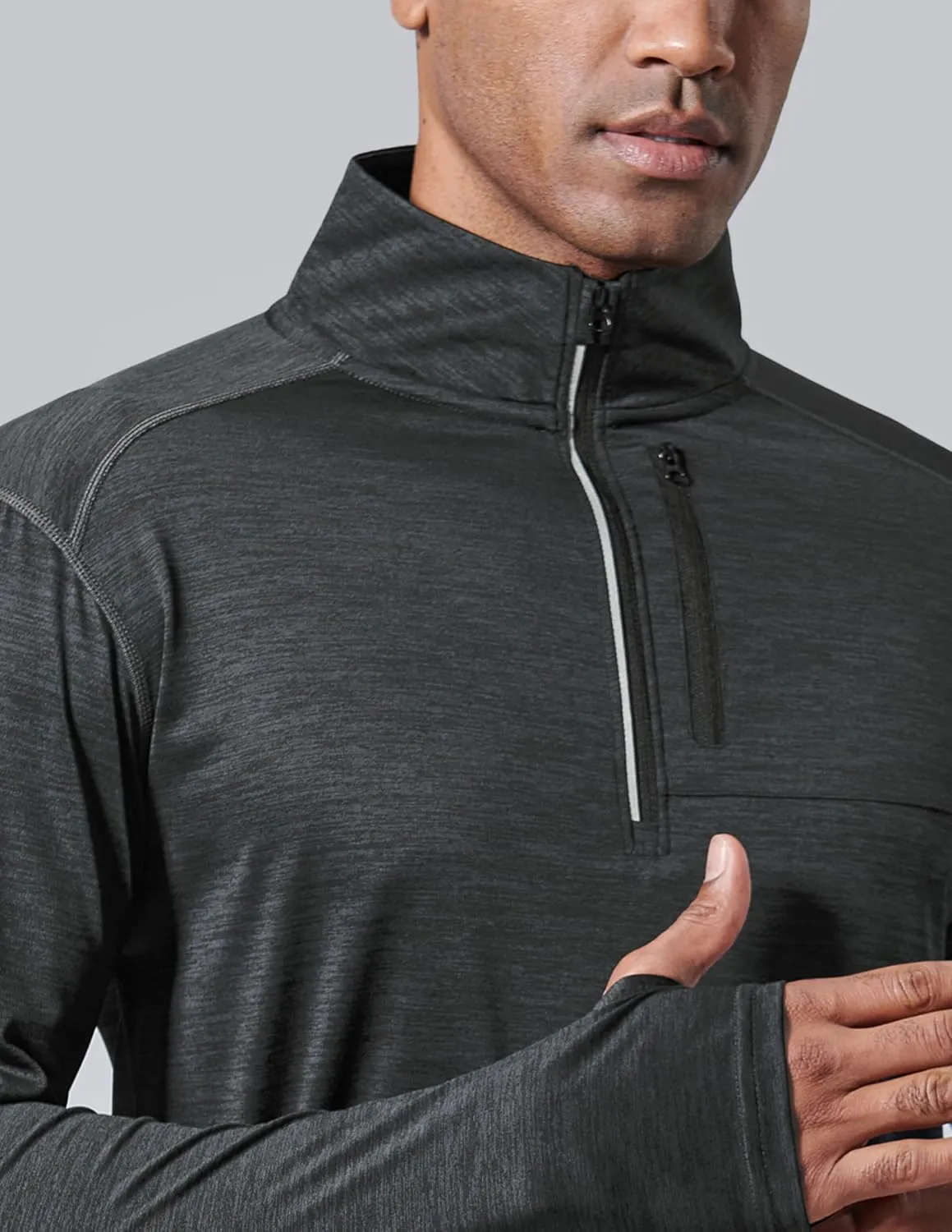 Liberty Imports 3-Pack Mens Quarter-Zip Pullover Lightweight Long Sleeve Athletic Jackets Performance Workout Running Shirts