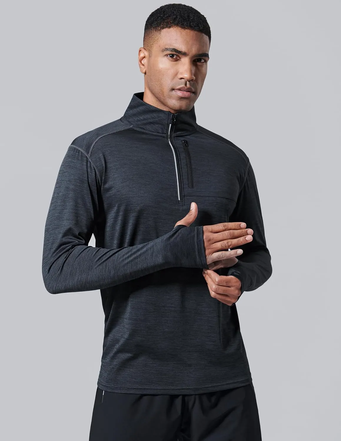 Liberty Imports 3-Pack Mens Quarter-Zip Pullover Lightweight Long Sleeve Athletic Jackets Performance Workout Running Shirts