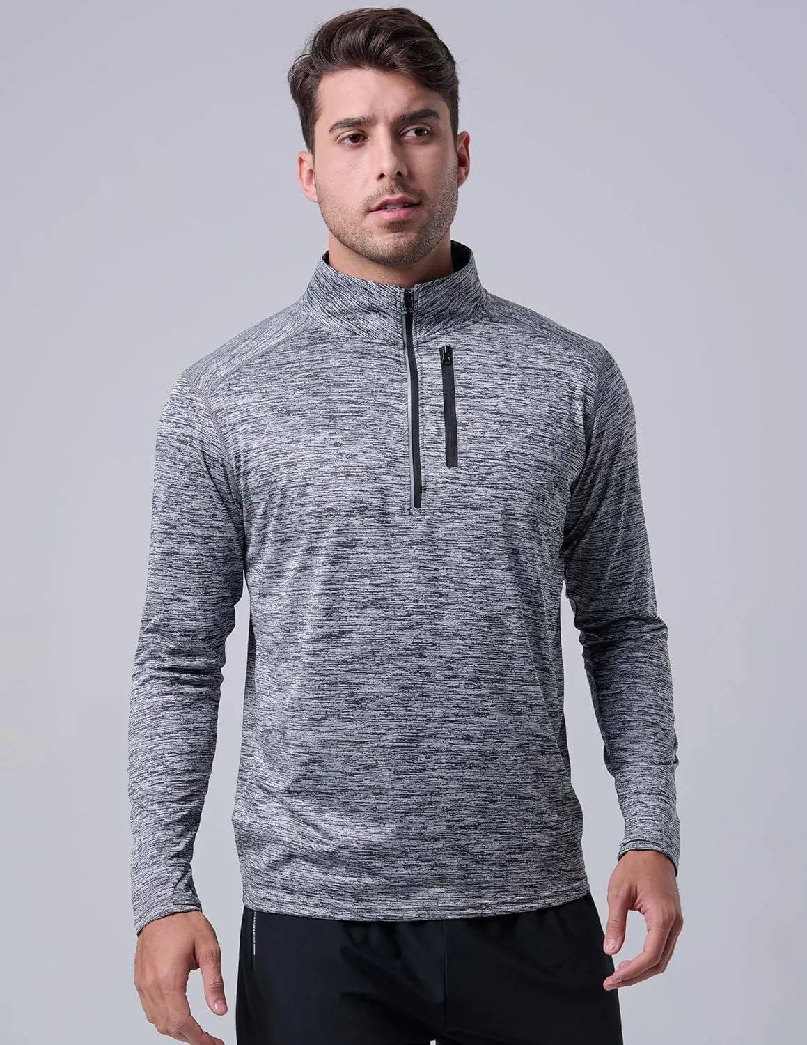 Liberty Imports 3-Pack Mens Quarter-Zip Pullover Lightweight Long Sleeve Athletic Jackets Performance Workout Running Shirts