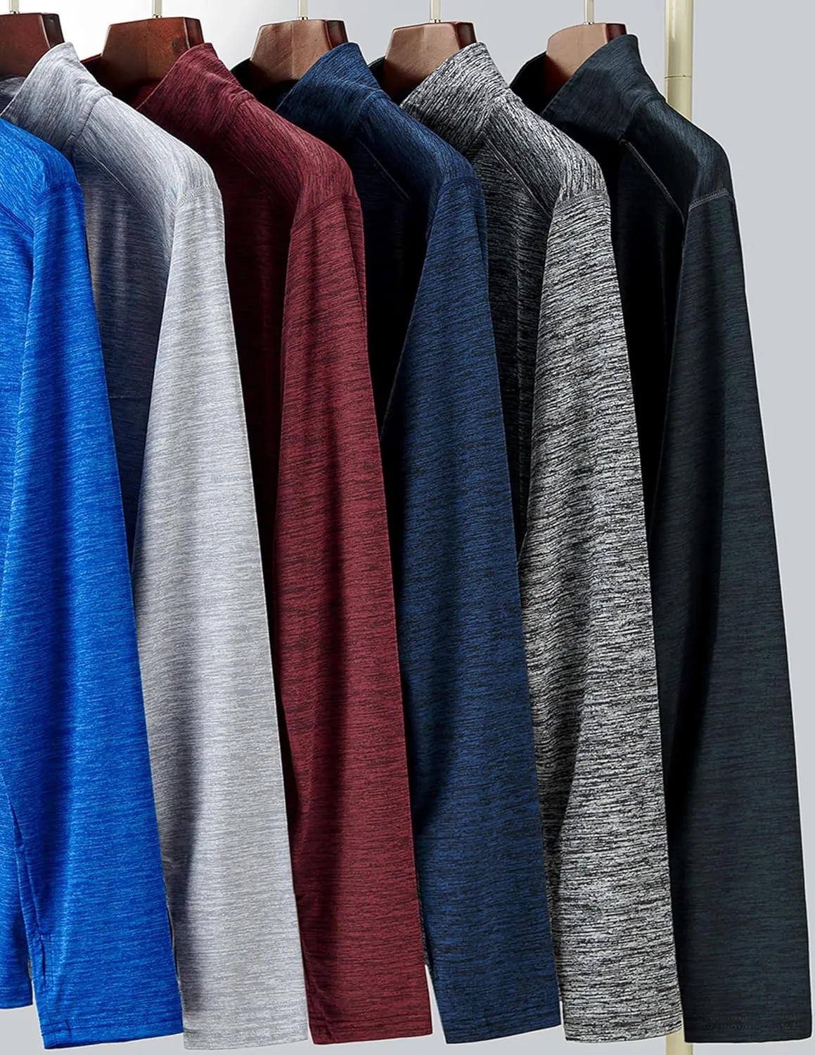 Liberty Imports 3-Pack Mens Quarter-Zip Pullover Lightweight Long Sleeve Athletic Jackets Performance Workout Running Shirts