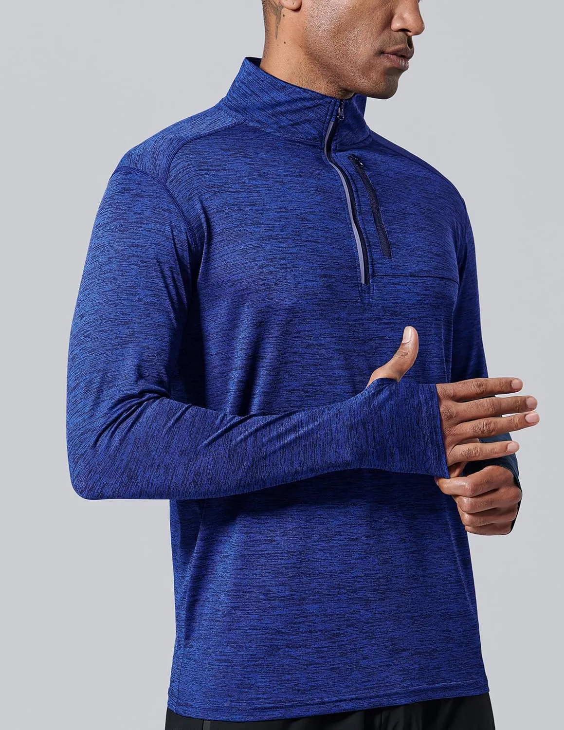 Liberty Imports 3-Pack Mens Quarter-Zip Pullover Lightweight Long Sleeve Athletic Jackets Performance Workout Running Shirts