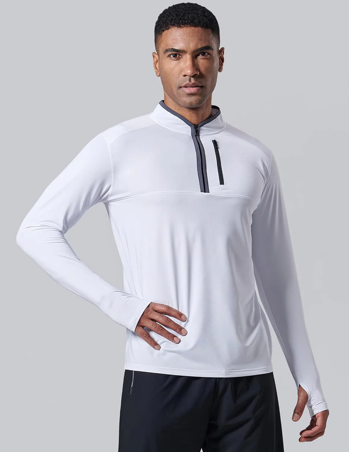 Liberty Imports 3-Pack Mens Quarter-Zip Pullover Lightweight Long Sleeve Athletic Jackets Performance Workout Running Shirts