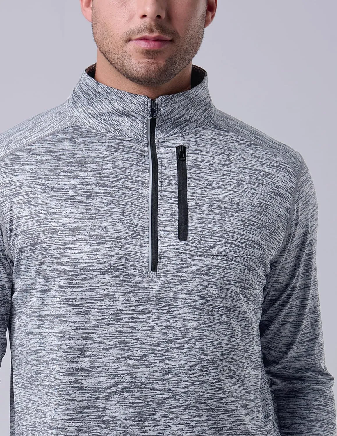 Liberty Imports 3-Pack Mens Quarter-Zip Pullover Lightweight Long Sleeve Athletic Jackets Performance Workout Running Shirts