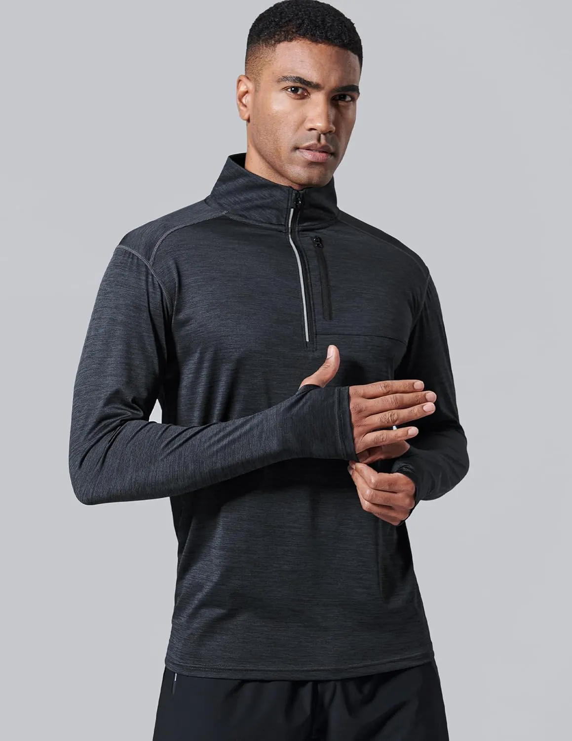 Liberty Imports 3-Pack Mens Quarter-Zip Pullover Lightweight Long Sleeve Athletic Jackets Performance Workout Running Shirts
