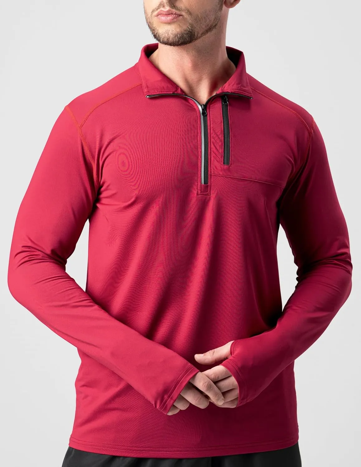 Liberty Imports 3-Pack Mens Quarter-Zip Pullover Lightweight Long Sleeve Athletic Jackets Performance Workout Running Shirts
