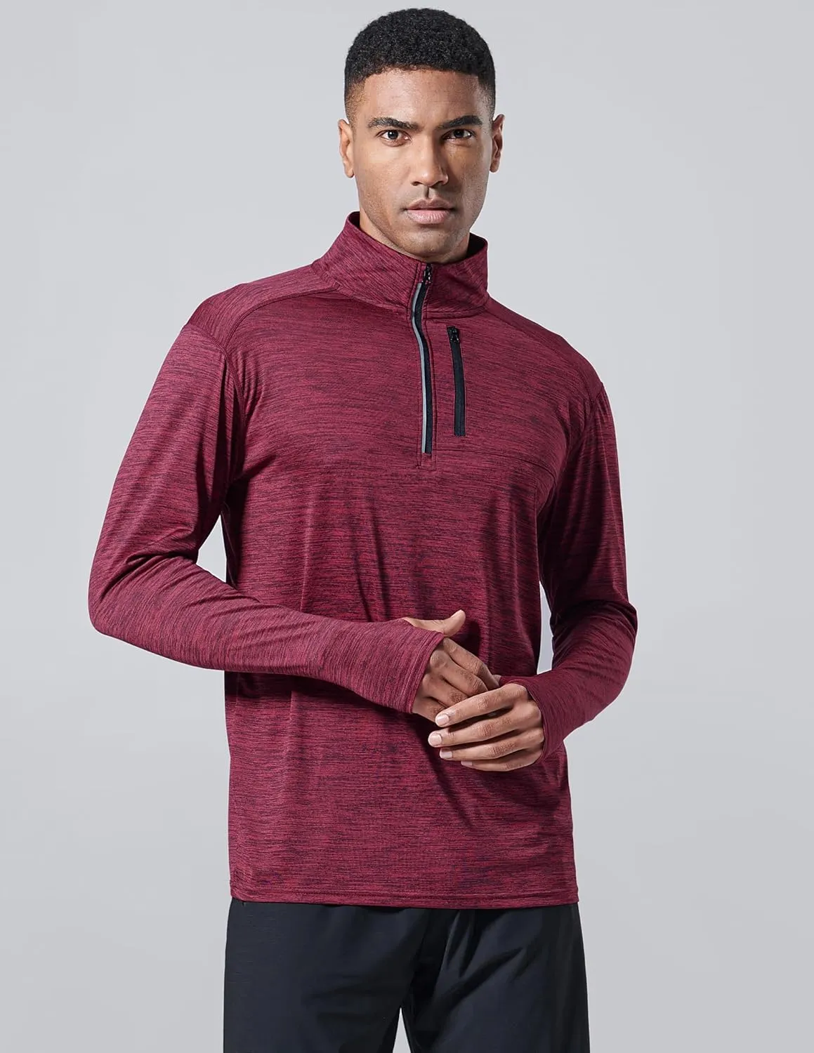 Liberty Imports 3-Pack Mens Quarter-Zip Pullover Lightweight Long Sleeve Athletic Jackets Performance Workout Running Shirts