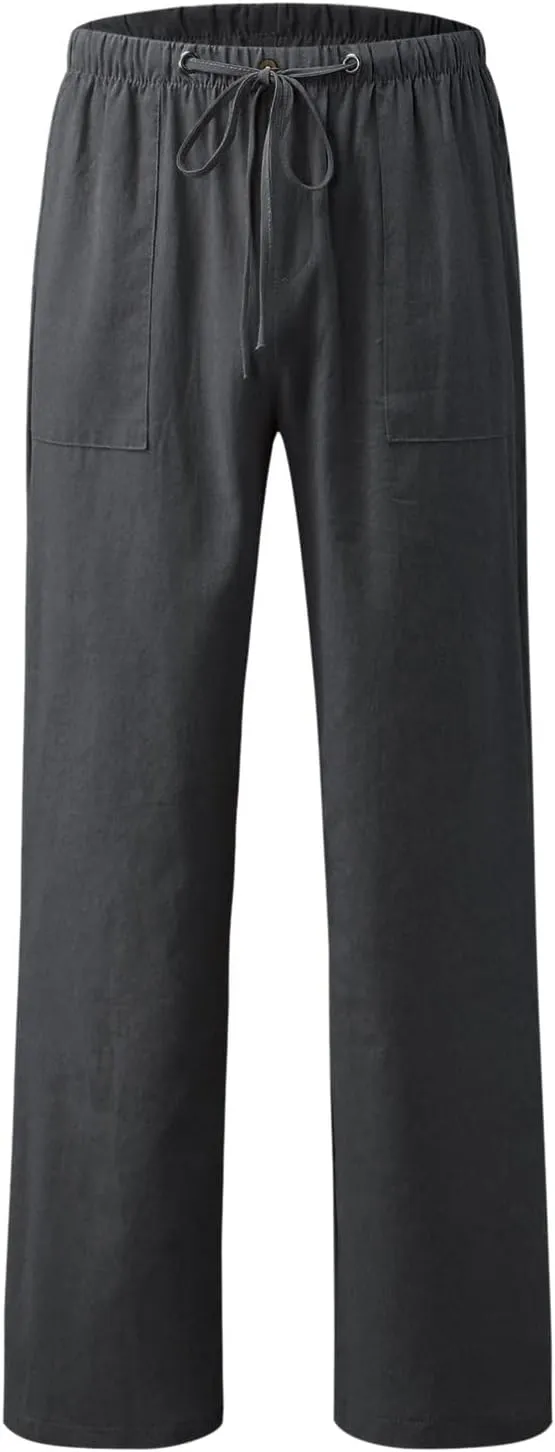 Linen Pants Women 2025 Casual Hight Waist Drawstring Joggers Plus Size Loose Wide Leg Baggy Summer Solid Linen Pants