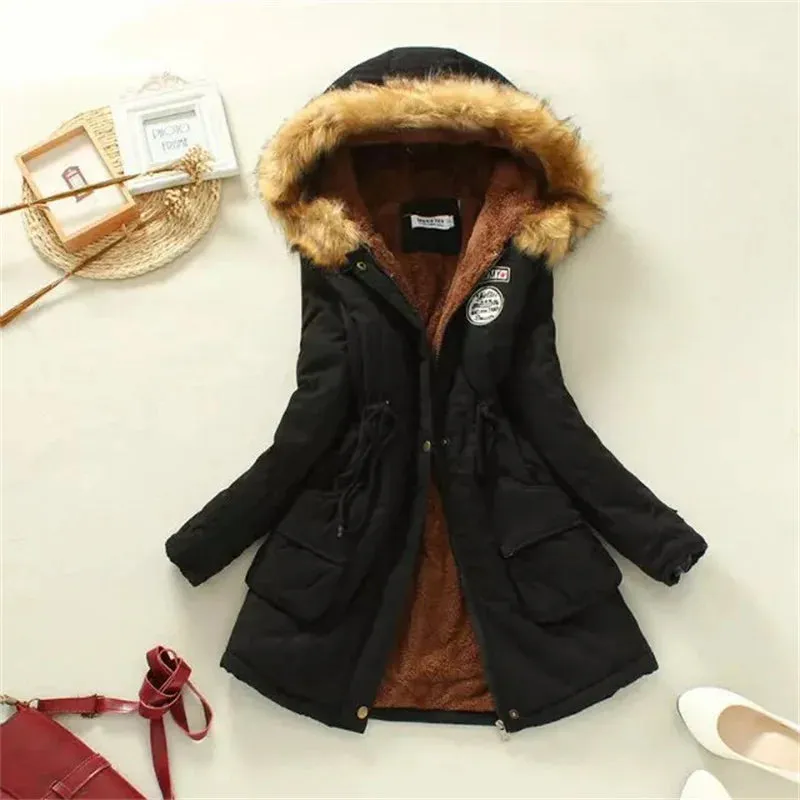 LVSANW Thick Warm Faux Fur Hooded Padded Coat 3XL Casual Slim Jacket Female Spring Autumn Winter Jacket Women Parkas Parka Mujer