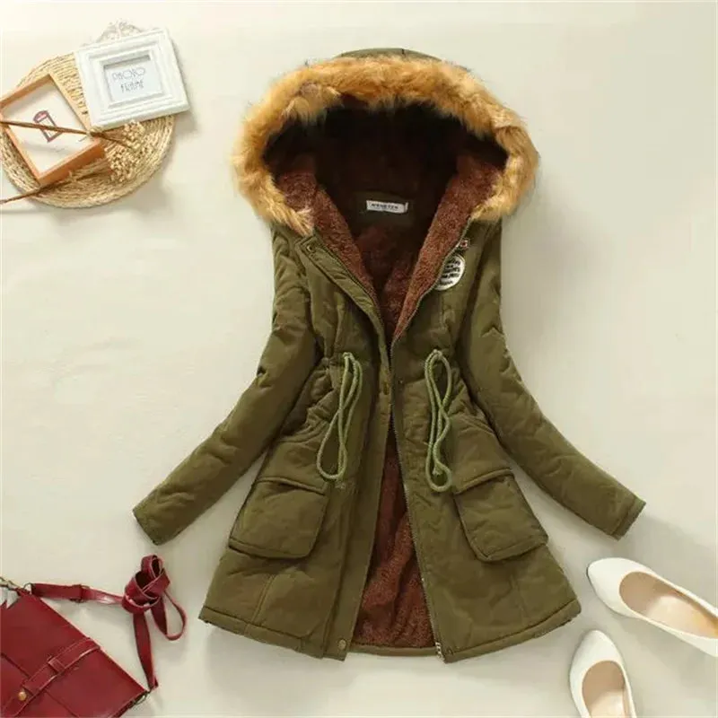 LVSANW Thick Warm Faux Fur Hooded Padded Coat 3XL Casual Slim Jacket Female Spring Autumn Winter Jacket Women Parkas Parka Mujer