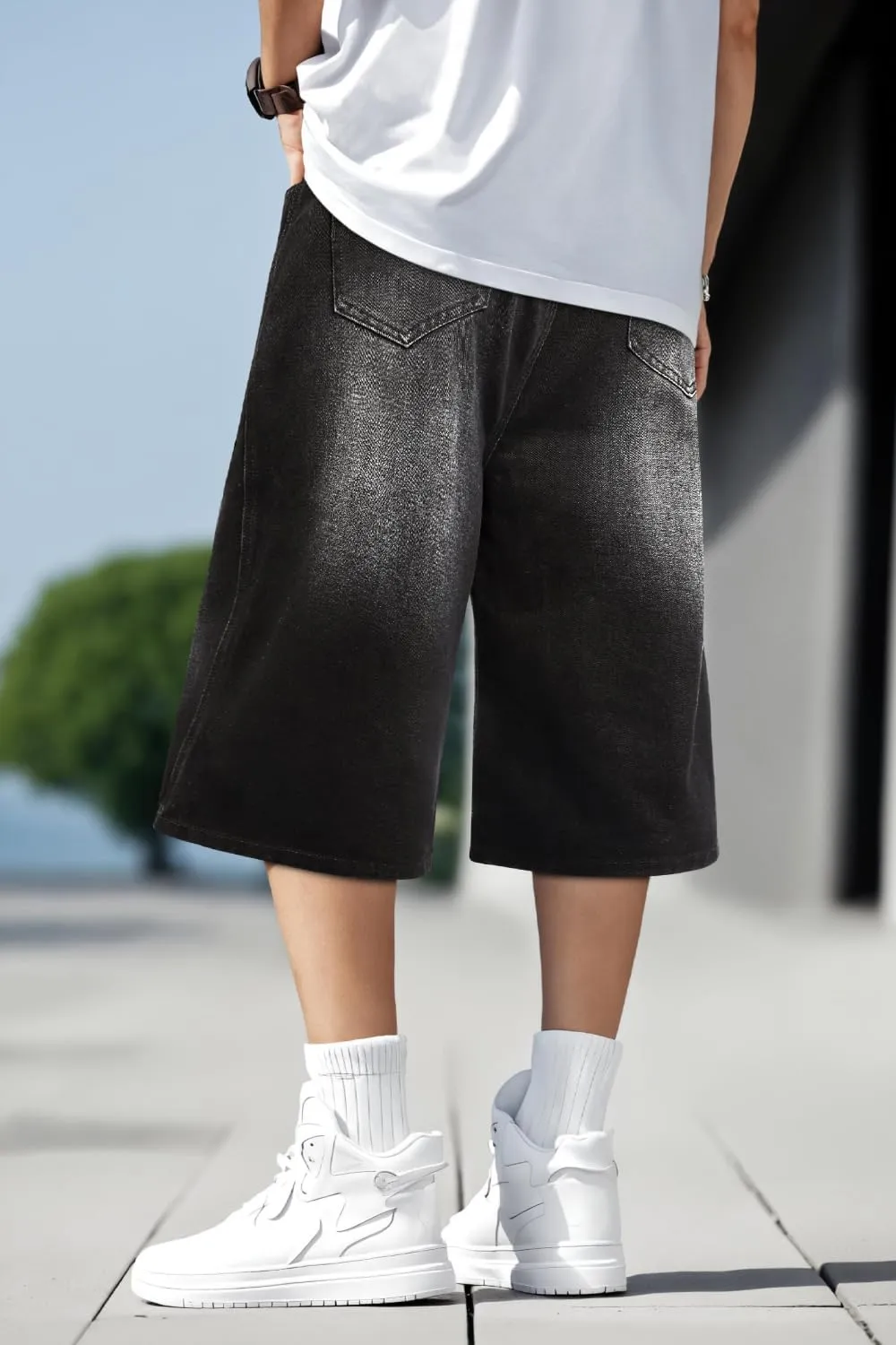 Men Baggy Jorts Y2k Streetwear Loose Fit Hip Hop Skateboard Denim Shorts