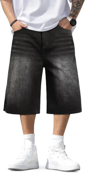 Men Baggy Jorts Y2k Streetwear Loose Fit Hip Hop Skateboard Denim Shorts