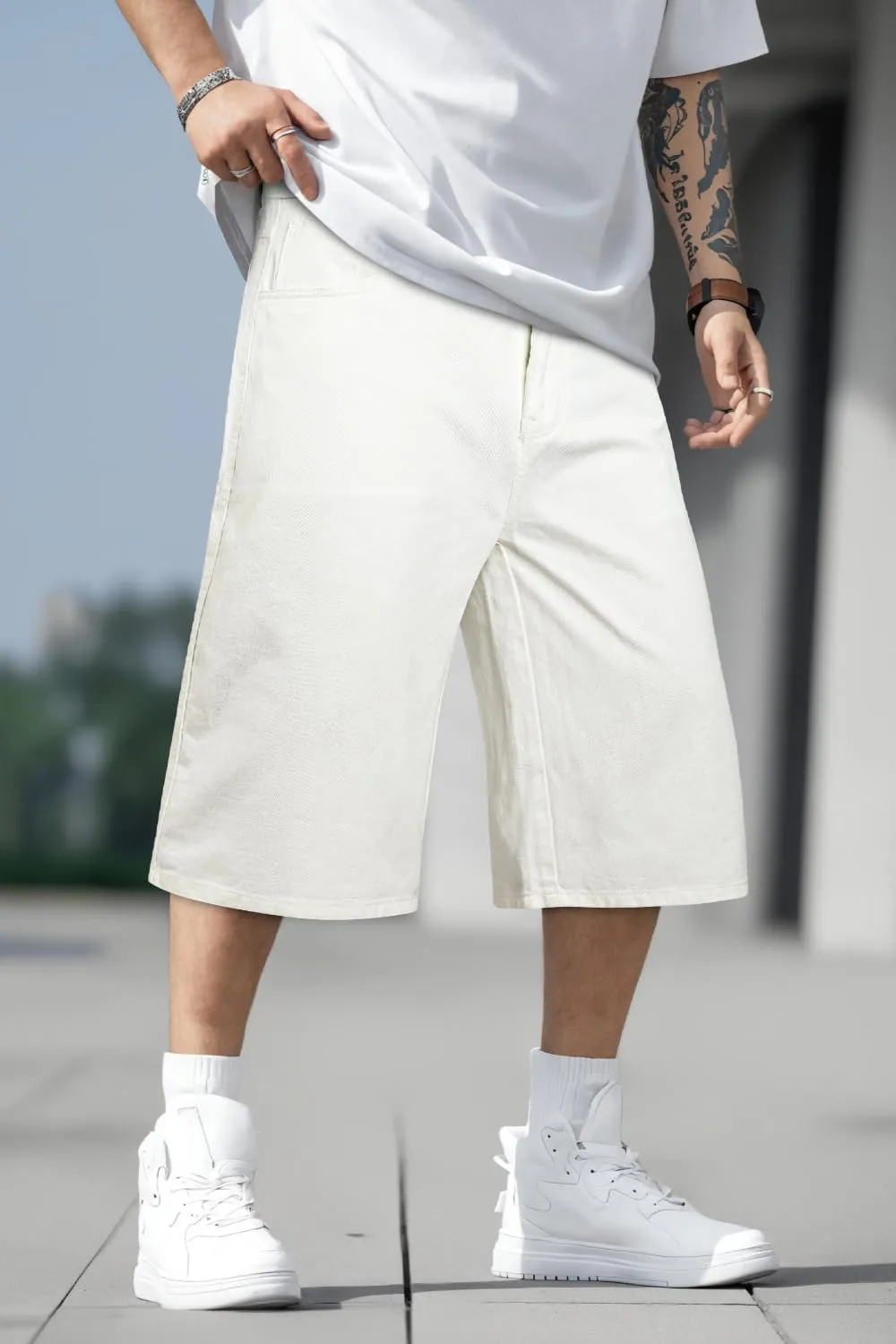 Men Baggy Jorts Y2k Streetwear Loose Fit Hip Hop Skateboard Denim Shorts