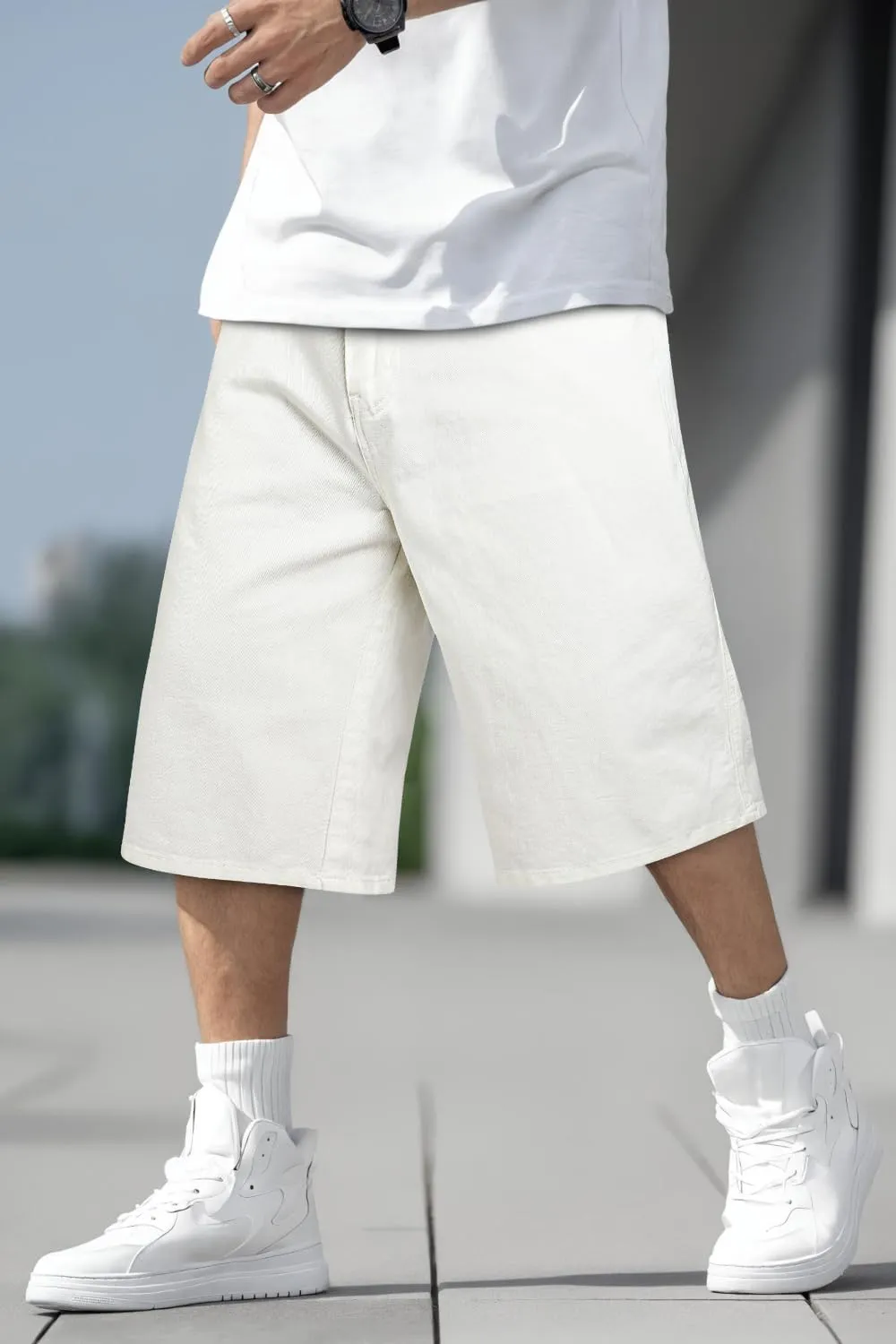 Men Baggy Jorts Y2k Streetwear Loose Fit Hip Hop Skateboard Denim Shorts