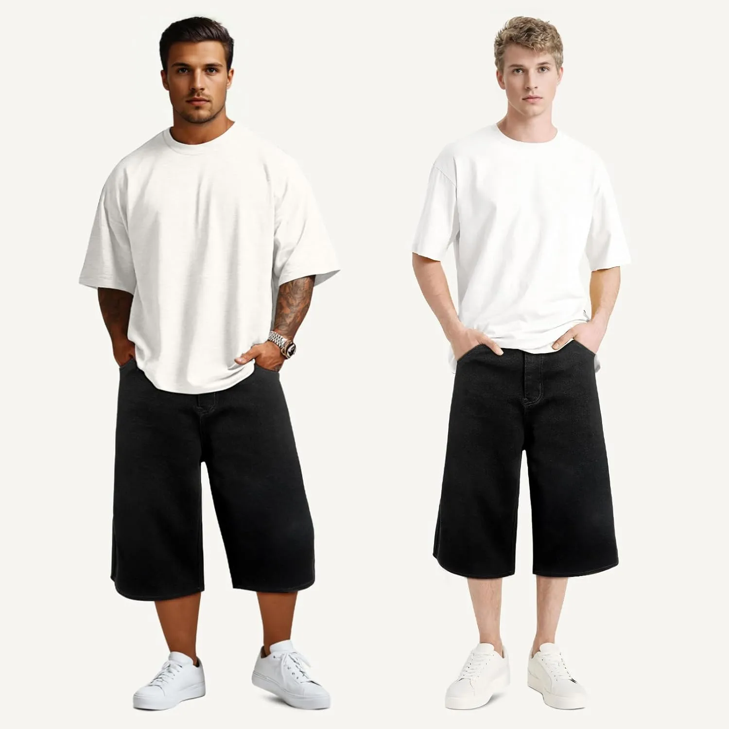 Men Baggy Jorts Y2k Streetwear Loose Fit Hip Hop Skateboard Denim Shorts