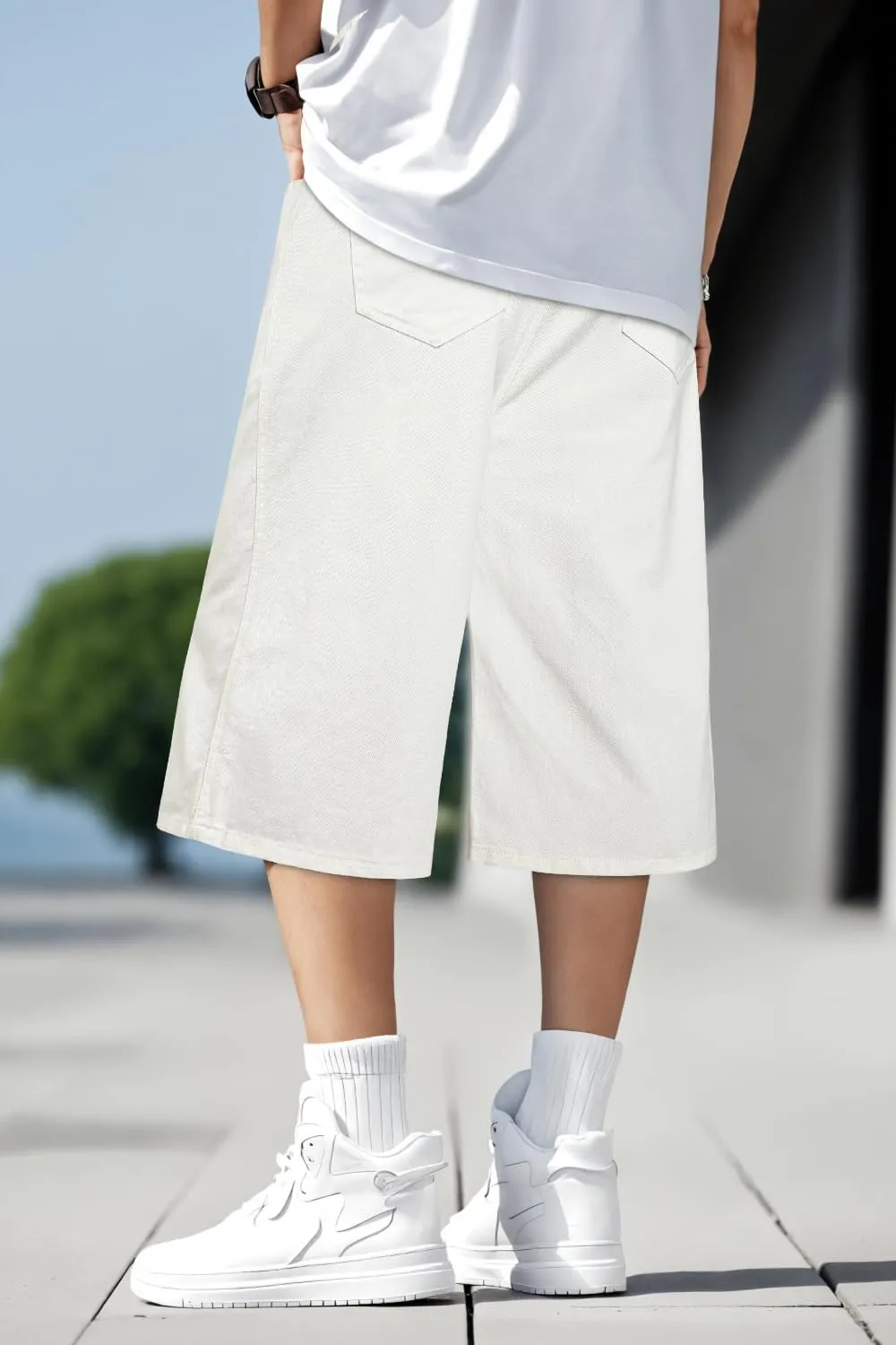 Men Baggy Jorts Y2k Streetwear Loose Fit Hip Hop Skateboard Denim Shorts