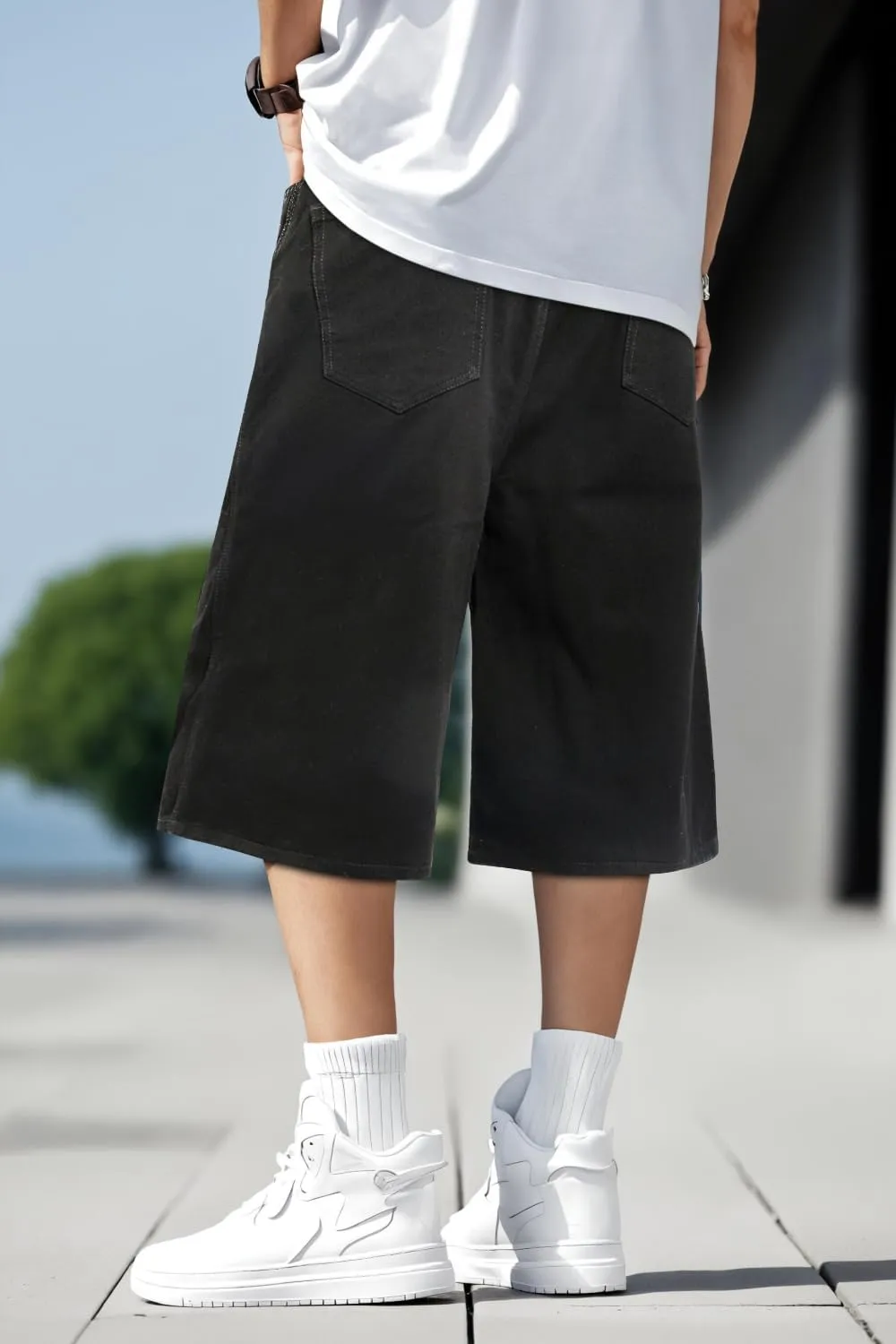 Men Baggy Jorts Y2k Streetwear Loose Fit Hip Hop Skateboard Denim Shorts