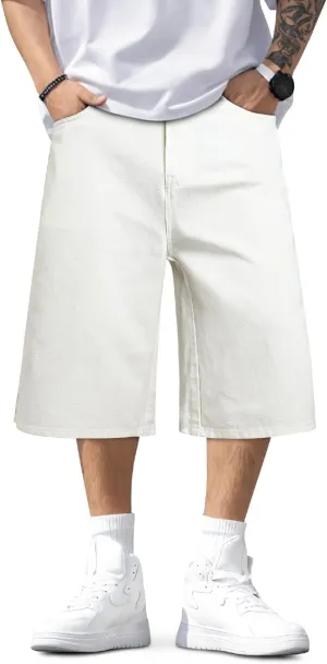 Men Baggy Jorts Y2k Streetwear Loose Fit Hip Hop Skateboard Denim Shorts