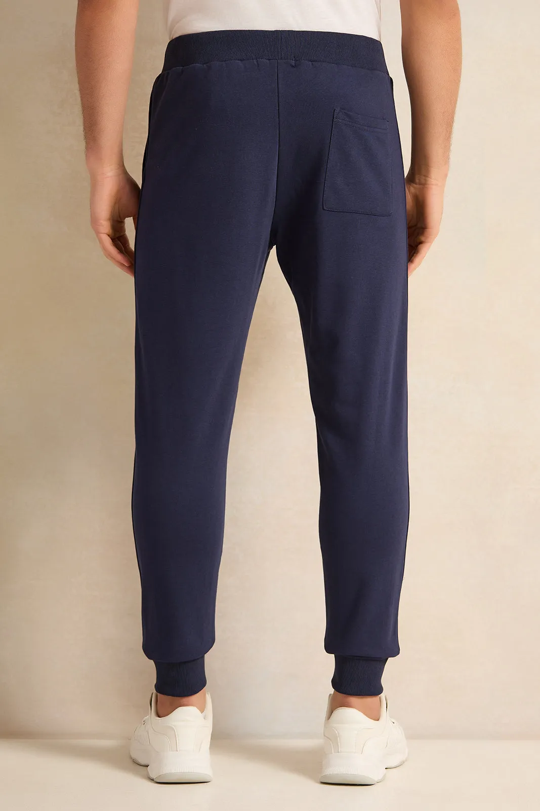 Men Navy Solid Active Pants