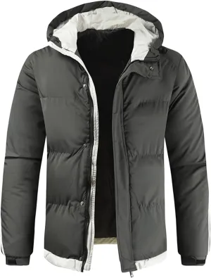 Mens Autumn And Winter Fashion Casual Solid Color Padded Warm Cotton Coat Cotton Padded Jacket Coats And Jackets