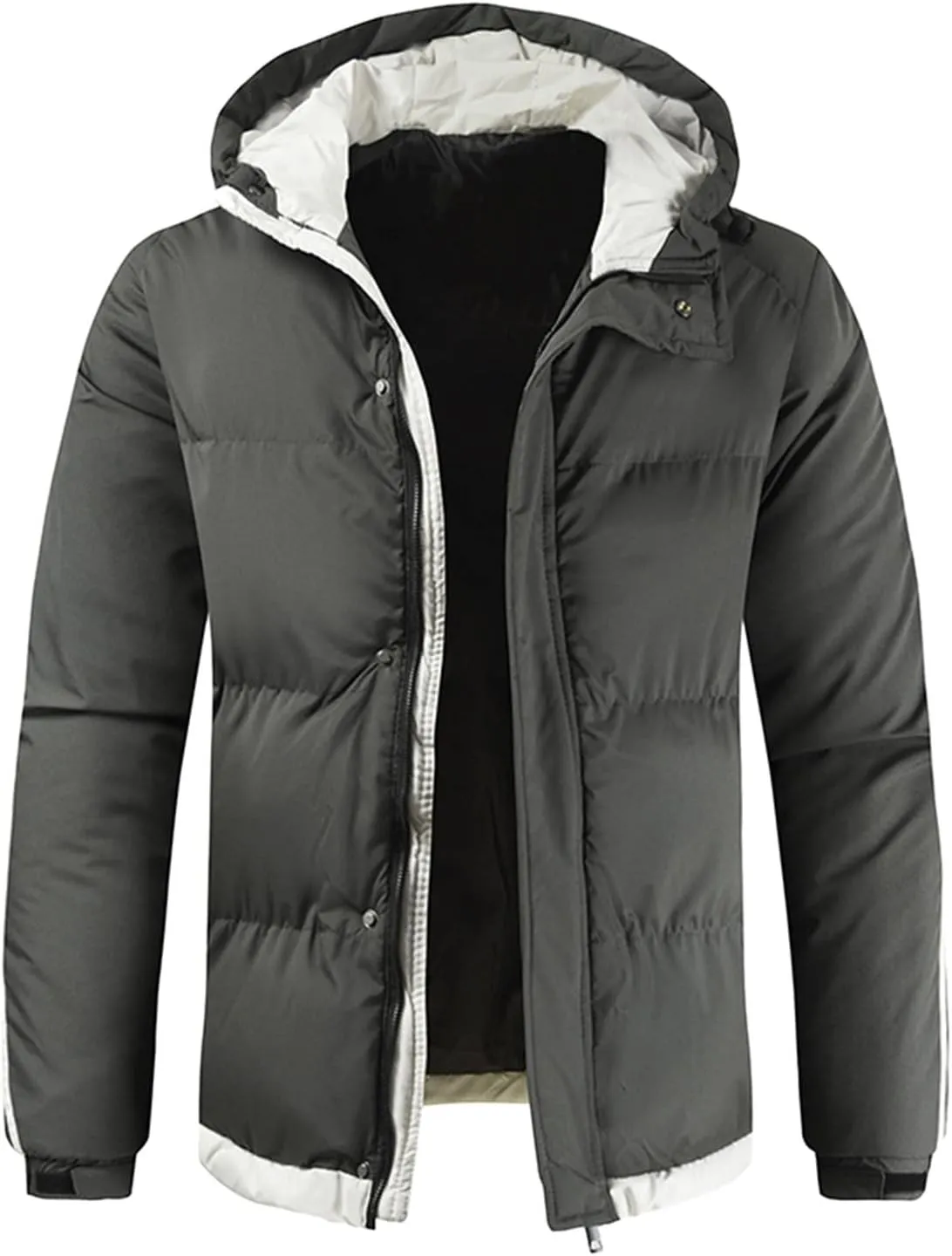 Mens Autumn And Winter Fashion Casual Solid Color Padded Warm Cotton Coat Cotton Padded Jacket Coats And Jackets