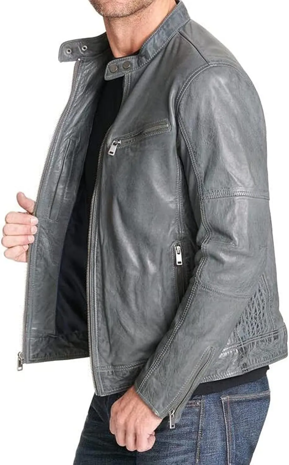 Mens Bikers and Bombers Silver Grey Jackets