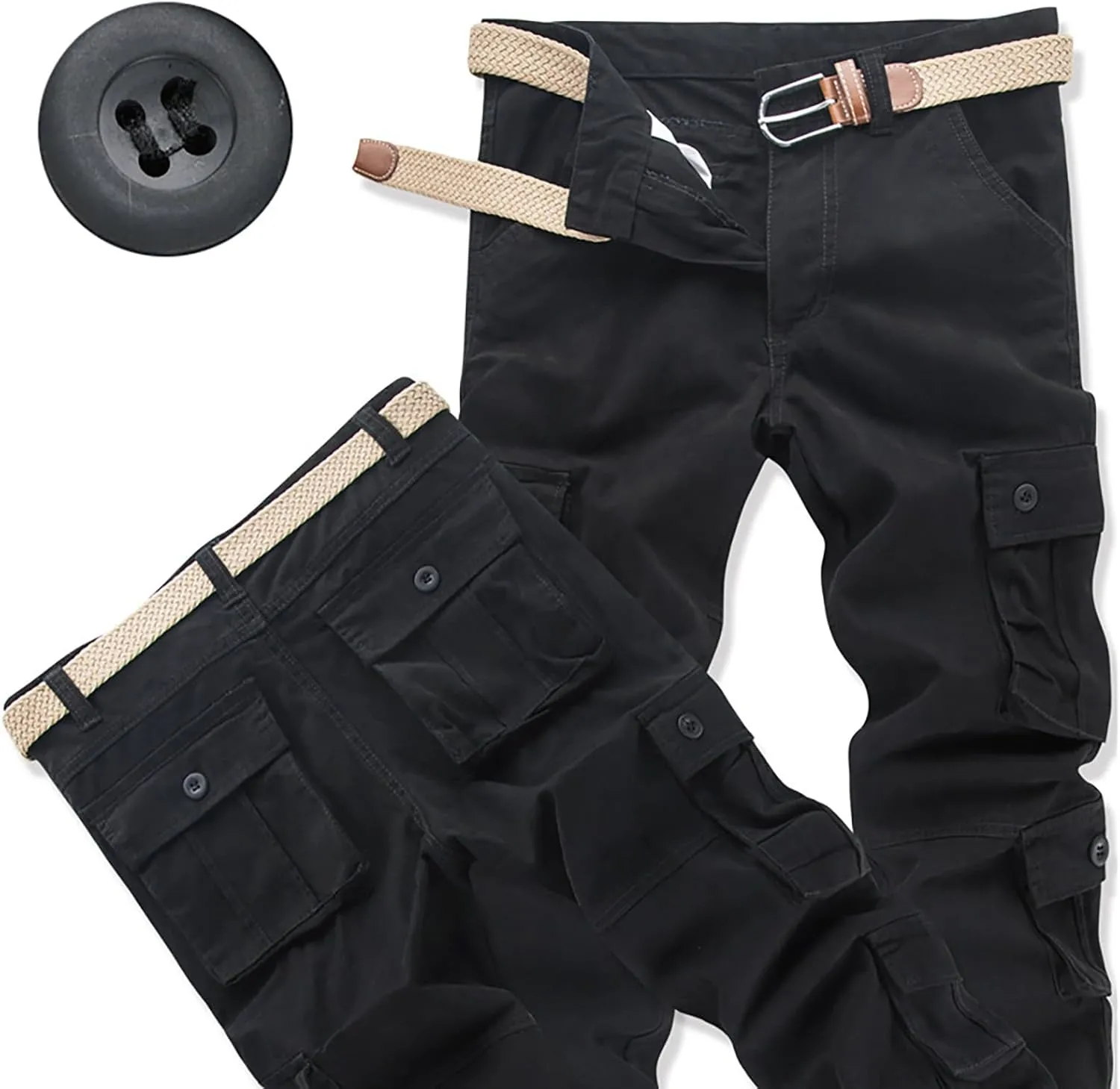 Men's Camo Cargo Pants Trousers Hiking Pants 8 Pocket Plain Comfort Breathable Outdoor Daily Work Pants for Hiking