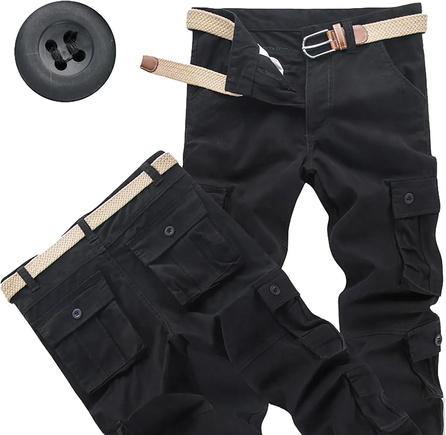 Men's Camo Cargo Pants Trousers Hiking Pants 8 Pocket Plain Comfort Breathable Outdoor Daily Work Pants for Hiking