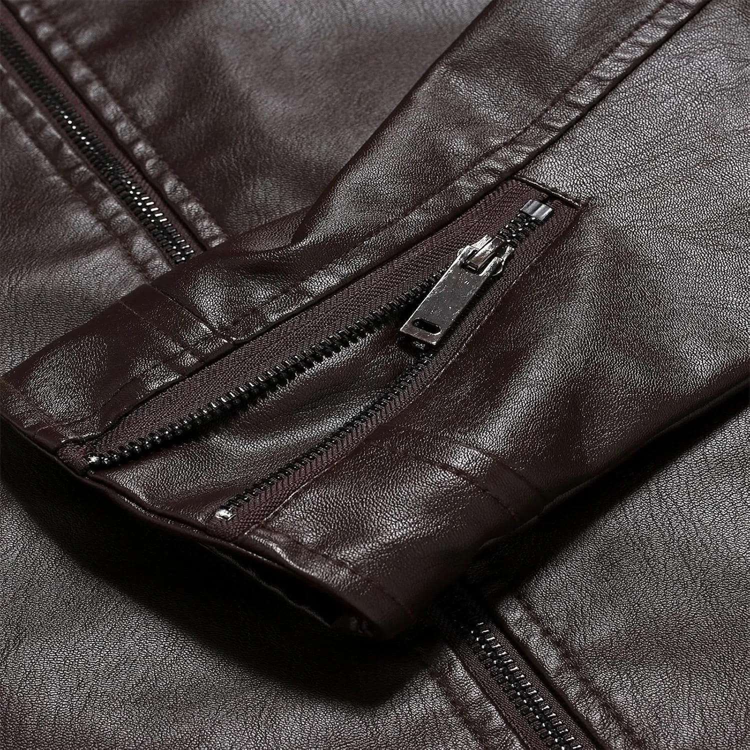 Mens Leather Jacket Motorcycle Black Biker Jackets Vintage Faux Leather Outwear Casual Lightweight