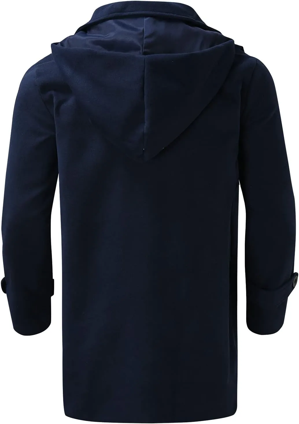 Men's Oversized Notched Long Faux Wool Blend Trench Coat Single Breasted Knee Length Lapel Winter Jackets