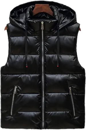 Men's Sleeveless Jackets Autumn Winter Outwear Cotton Padded Hooded Vest Coat Thick Warm Waistcoat