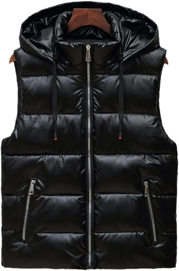 Men's Sleeveless Jackets Autumn Winter Outwear Cotton Padded Hooded Vest Coat Thick Warm Waistcoat