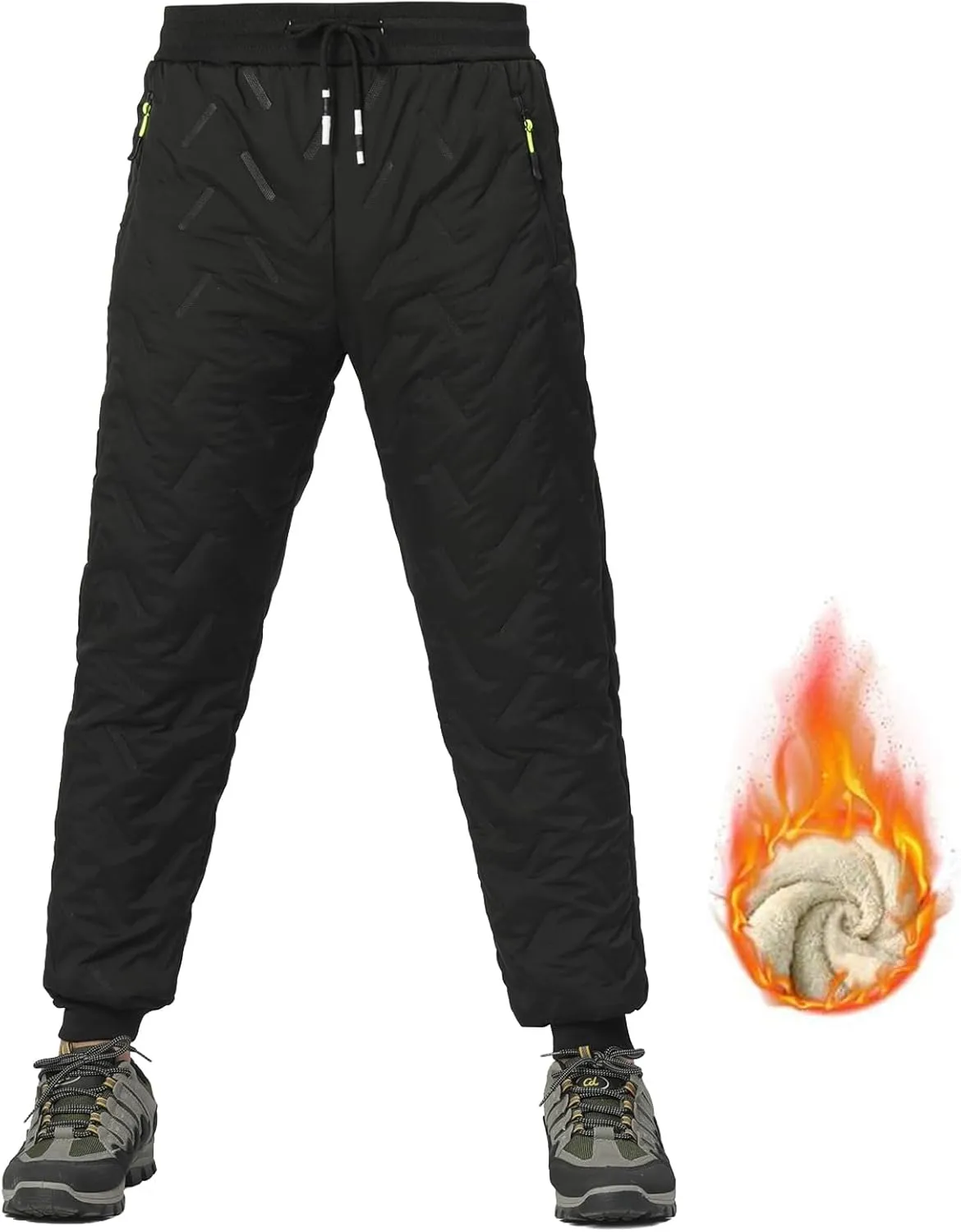 Men's Winter Snow Pants Sherpa Lined Sweatpants Thicken Warm Fleece Pants Sports Jogger Pants