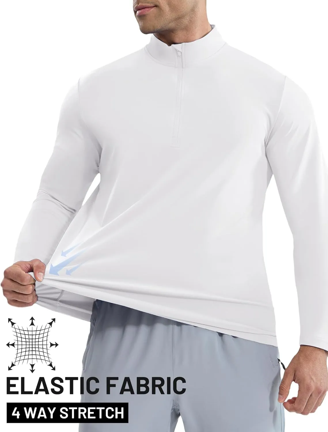 MIER Mens Quarter Zip Pullover Dry Fit Lightweight 1/4 Zip Long Sleeve Shirts for Athletic Running Golf Hiking, UPF 50 