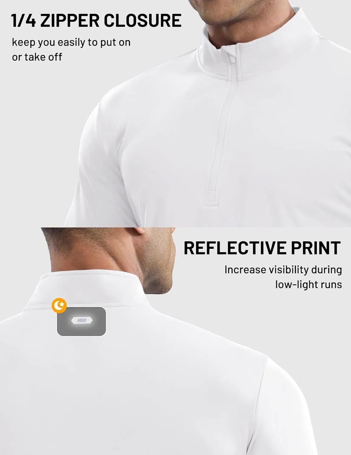 MIER Mens Quarter Zip Pullover Dry Fit Lightweight 1/4 Zip Long Sleeve Shirts for Athletic Running Golf Hiking, UPF 50 