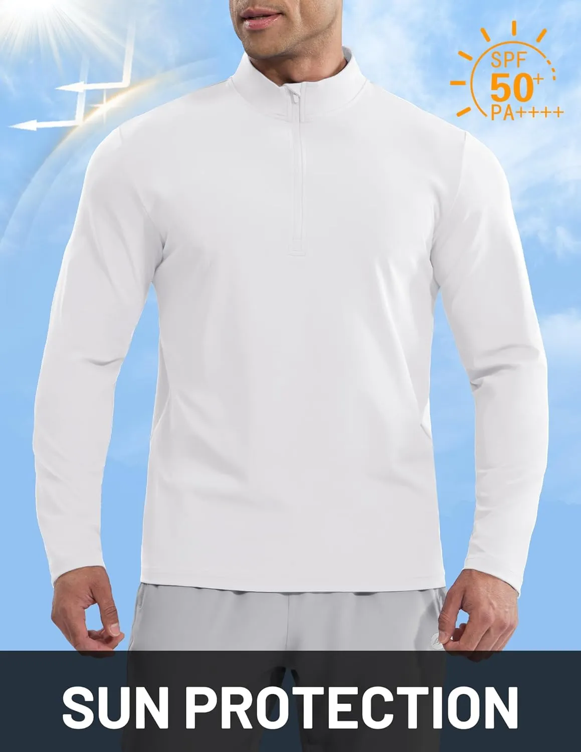 MIER Mens Quarter Zip Pullover Dry Fit Lightweight 1/4 Zip Long Sleeve Shirts for Athletic Running Golf Hiking, UPF 50 