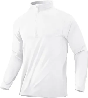 MIER Mens Quarter Zip Pullover Dry Fit Lightweight 1/4 Zip Long Sleeve Shirts for Athletic Running Golf Hiking, UPF 50 